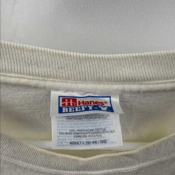 Vintage American Bald Eagle White T-shirt Men’s Size Large Beefy Hanes - Picture 5 of 8